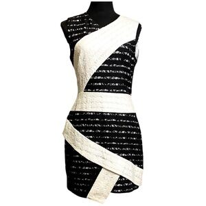 BCBG MaxAzria Black & White Lace Mini Dress Size 8